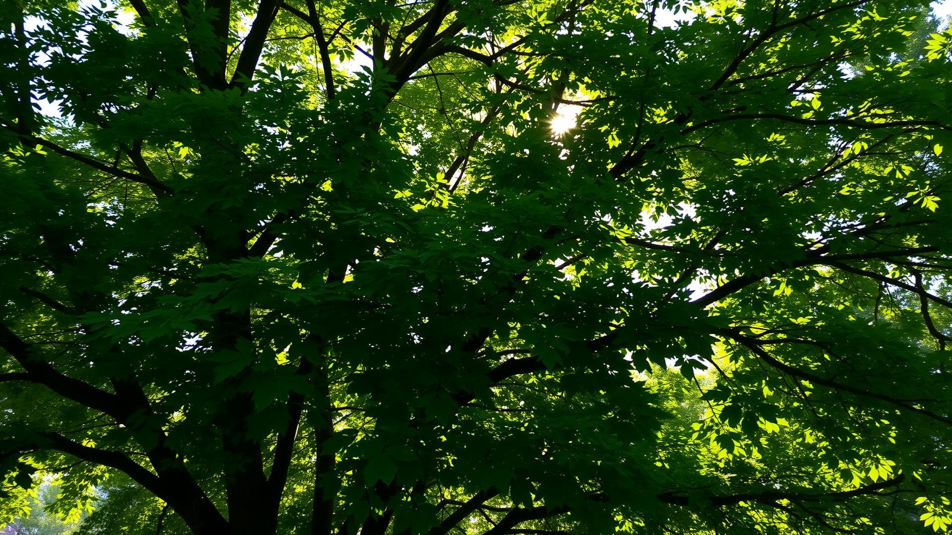 Sunlight through summer tree canopy in eastern Pennsylvania